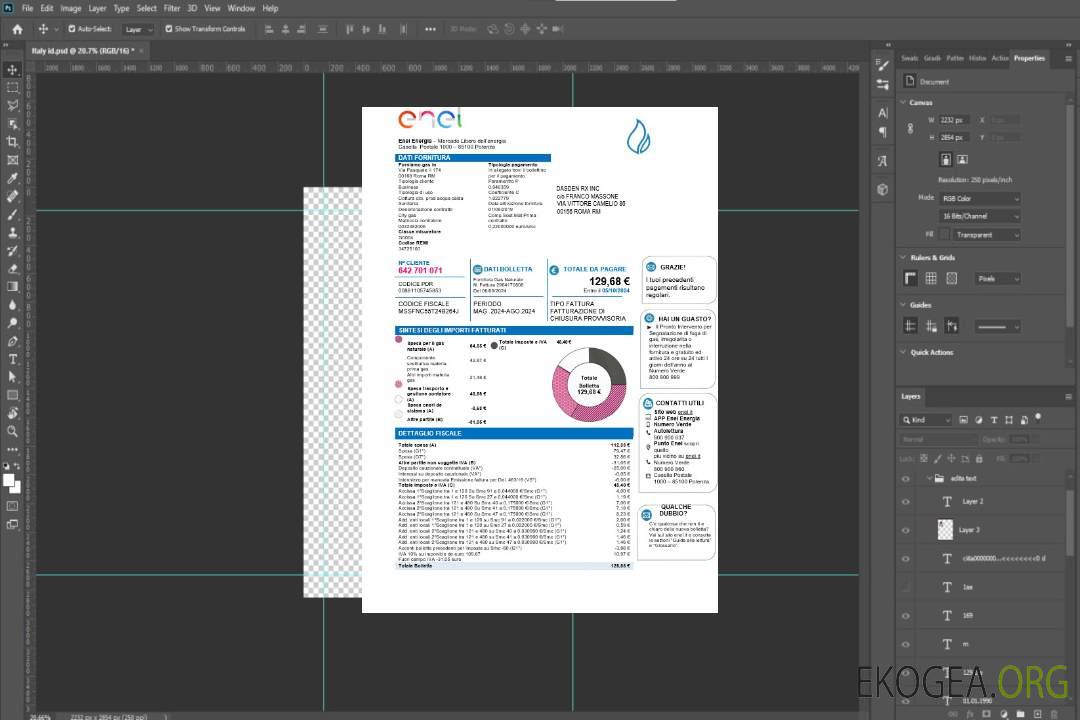 Modèle de facture de services publics d'entreprise Italie Enel Energia aux formats Word et PDF template Modèle de facture de services publics d'entreprise Italie Enel Energia aux formats Word et PDF template